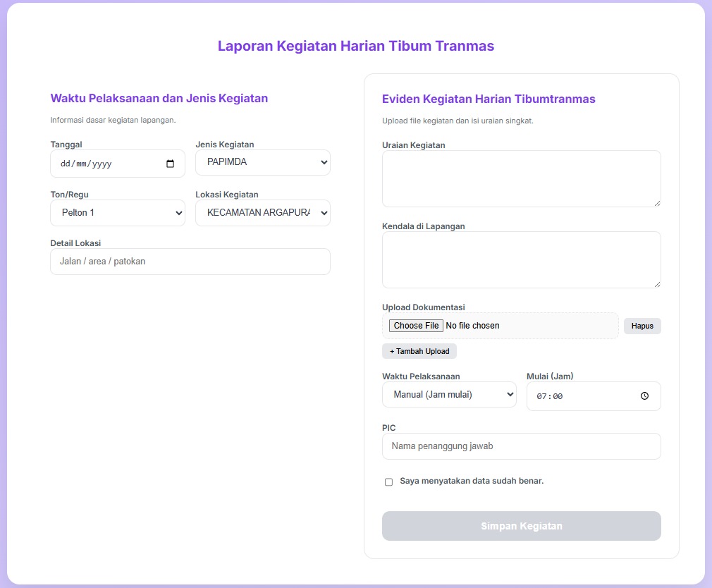 Form Web Terintegrasi