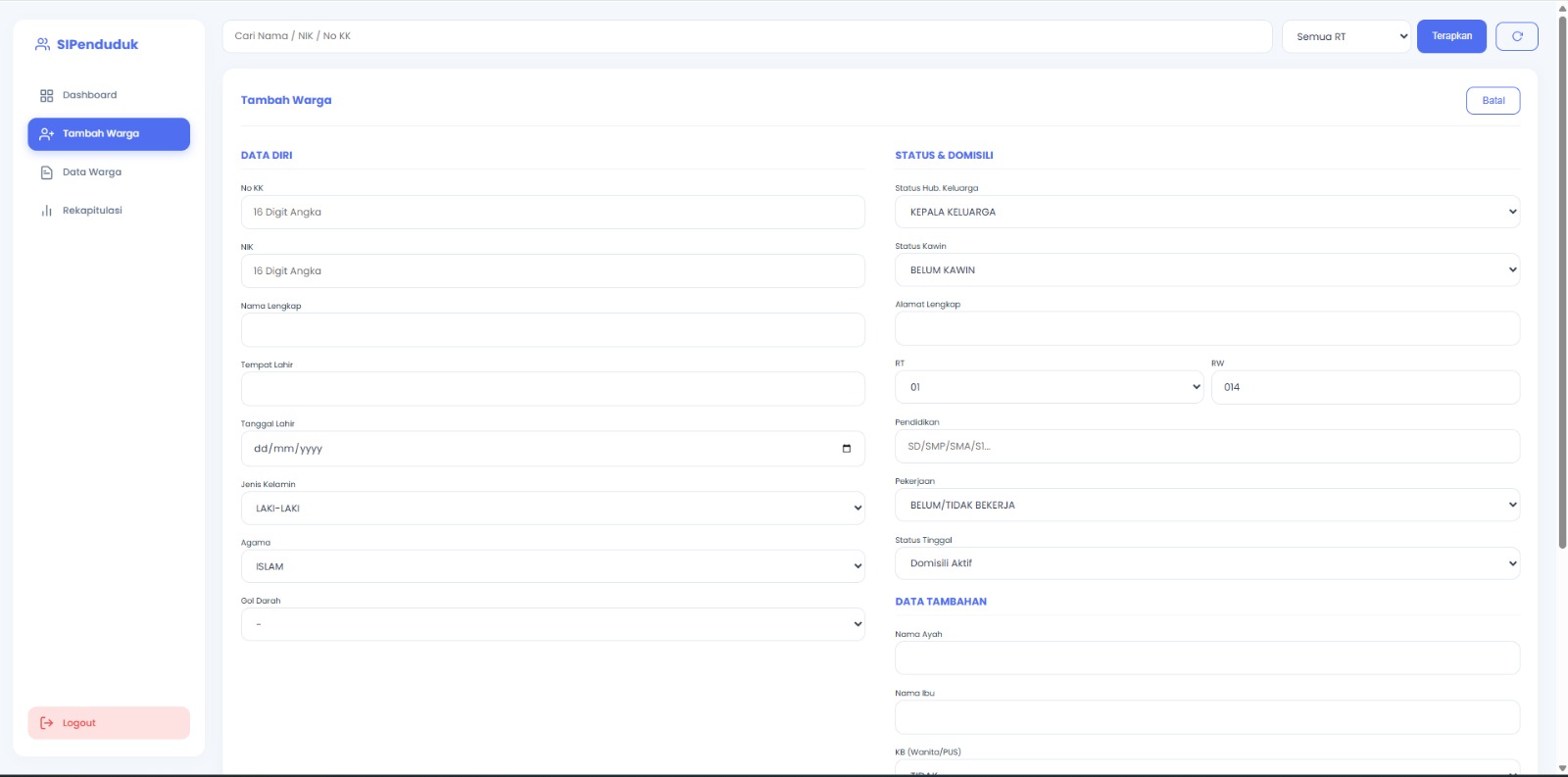 Sistem Informasi Penduduk